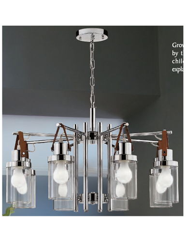 現代皮革8燈吊鍊燈