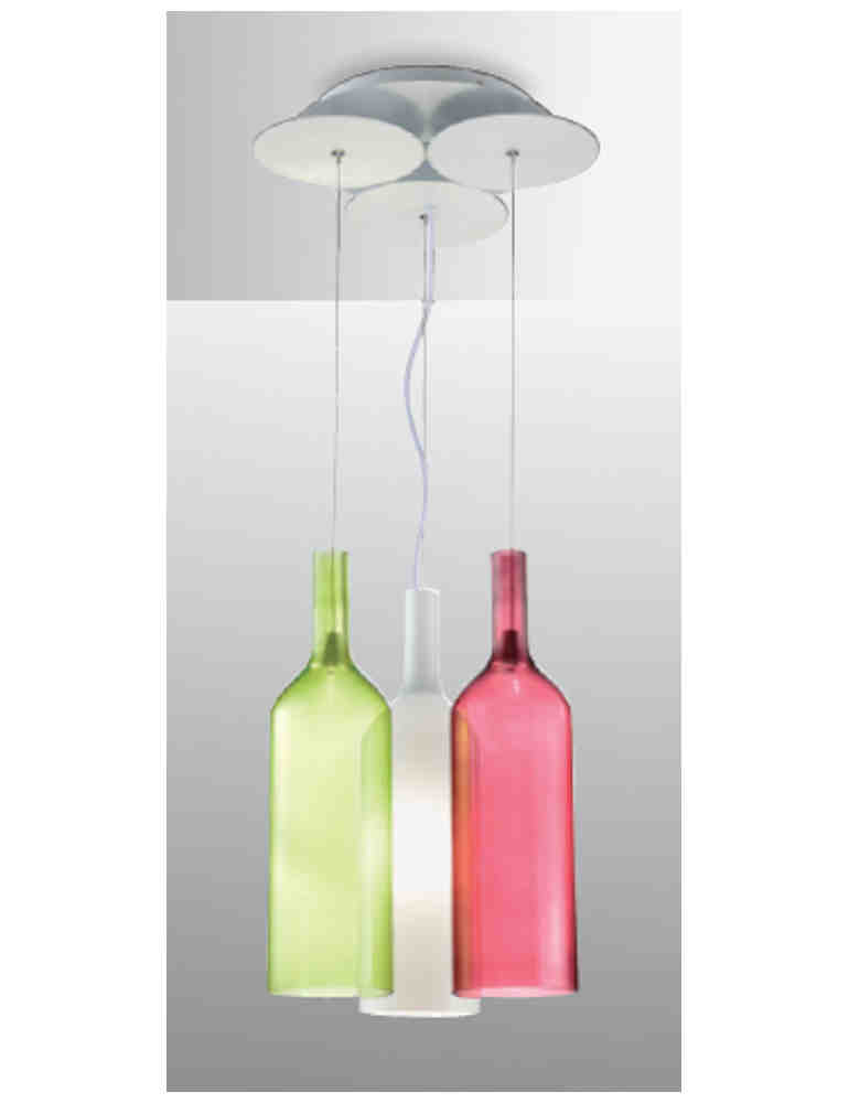 彩色酒瓶造型3燈吊燈